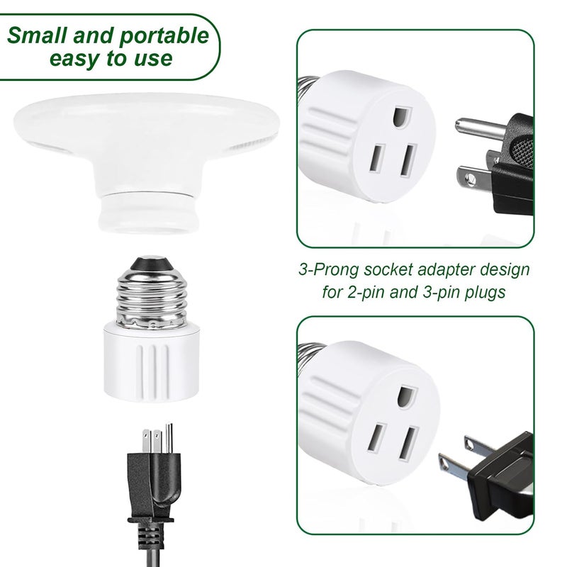 EMNOOTI Outlet Light Socket Adapter,Screw in Outlet Socket,E26 Light Bulb to Outlet Socket Converter,Light Bulb Plug Adapter for Porch Light Socket,Camera,Garage Light (2) - Image 2